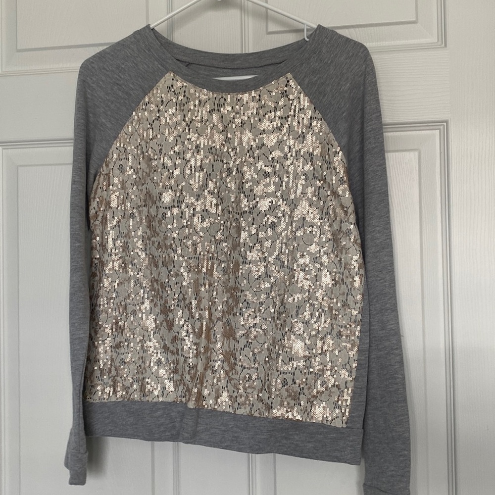 Gray blingy lacy sweatshirt from LOFT
